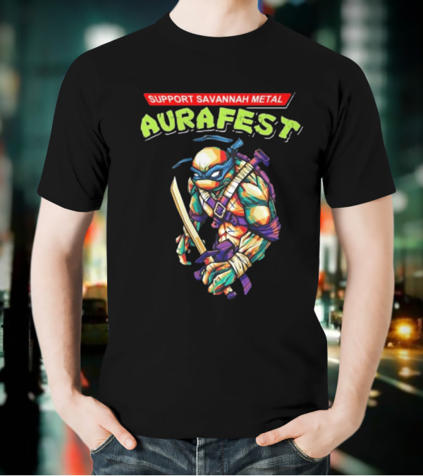 Support Savannah Metal Aurafest Ninja Turtles Event T-Shirt