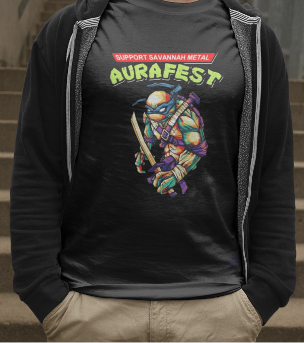 Support Savannah Metal Aurafest Ninja Turtles Event T-Shirt