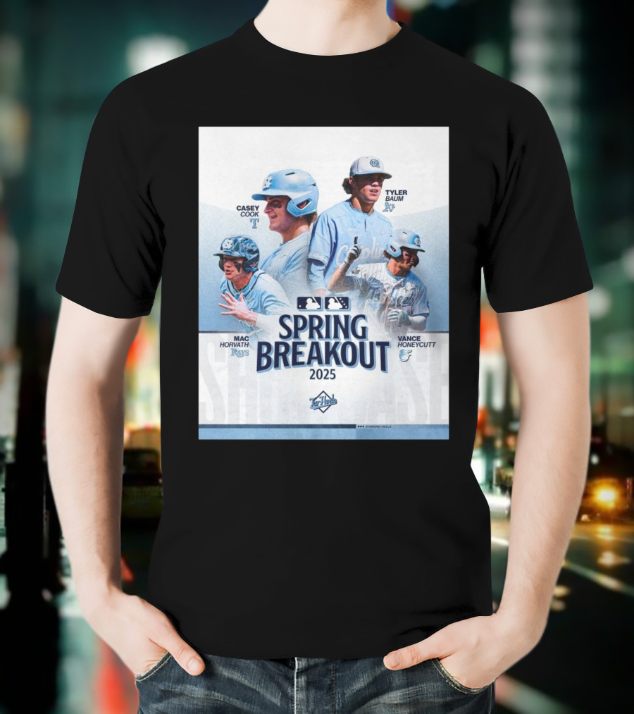 North Carolina Tar Heels Baseball Spring Breakout 2025 Casey Cook Tyler Baum Mac Horvath Vance Honeycutt MLB T-Shirt