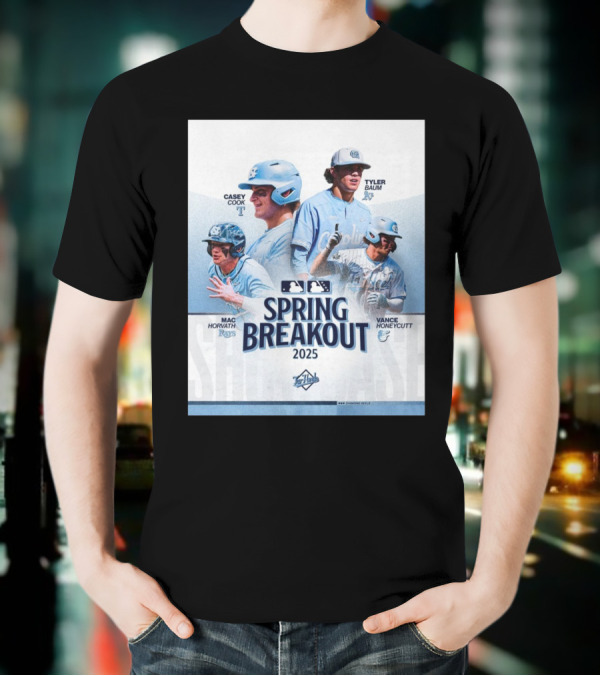 North Carolina Tar Heels Baseball Spring Breakout 2025 Casey Cook Tyler Baum Mac Horvath Vance Honeycutt MLB T-Shirt