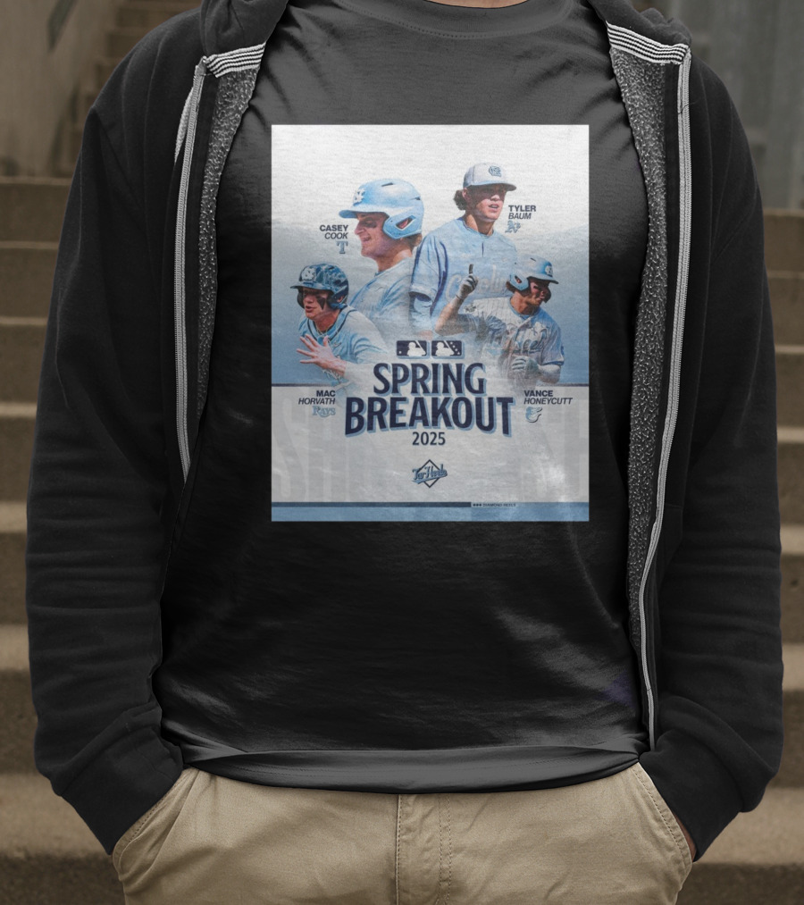 North Carolina Tar Heels Baseball Spring Breakout 2025 Casey Cook Tyler Baum Mac Horvath Vance Honeycutt MLB T-Shirt