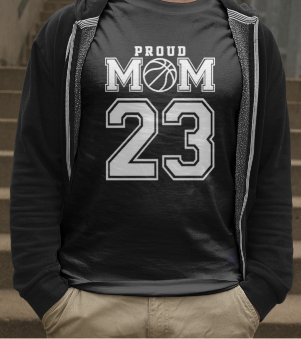 Proud Mom 23 Basketball Number Custom T-Shirt