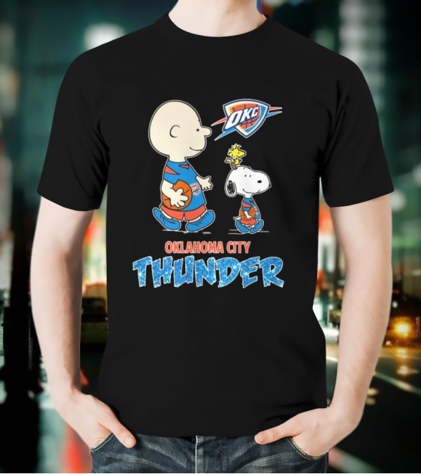 Oklahoma City Thunder Peanuts Snoopy 2025 OKC Basketball Woodstock T-Shirt