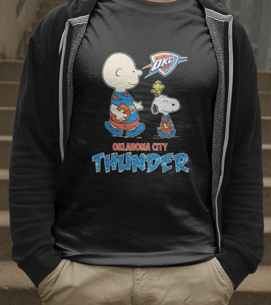 Oklahoma City Thunder Peanuts Snoopy 2025 OKC Basketball Woodstock T-Shirt