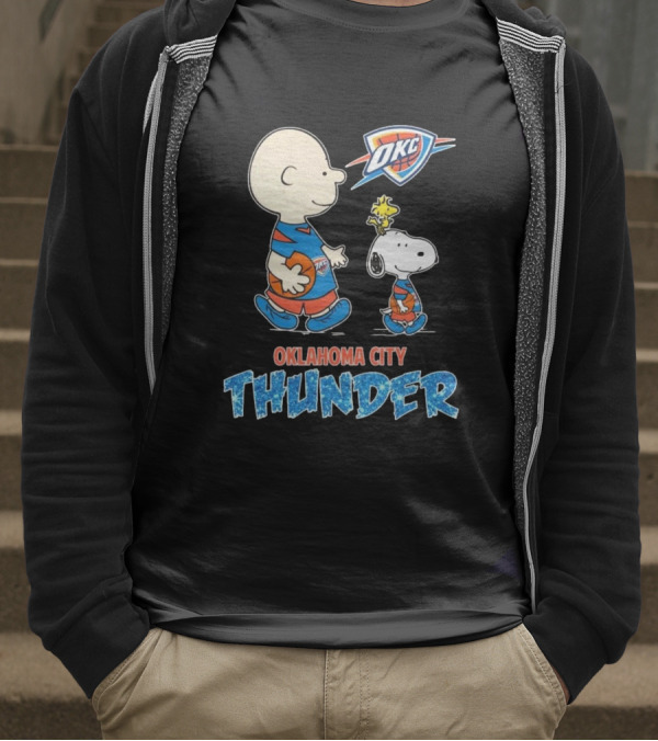 Oklahoma City Thunder Peanuts Snoopy 2025 OKC Basketball Woodstock T-Shirt