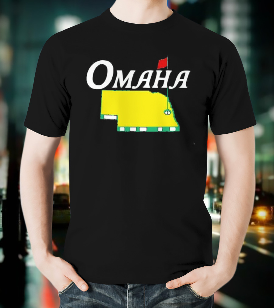 Omaha Nebraska Masters Golf State Map With Pin Flag T-Shirt