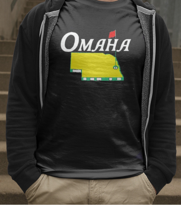 Omaha Nebraska Masters Golf State Map With Pin Flag T-Shirt