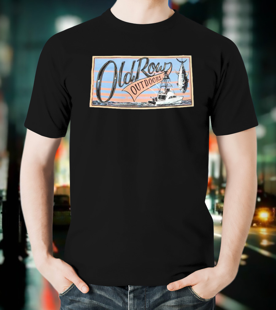 Old Row Outdoors Fishing Adventure With Boat And Catch T-Shirt
