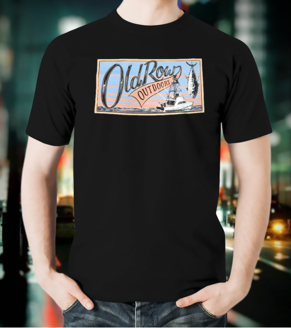 Old Row Outdoors Fishing Adventure With Boat And Catch T-Shirt