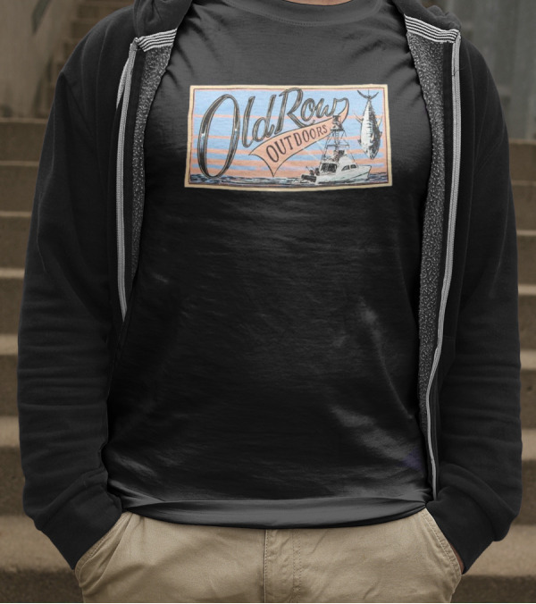 Old Row Outdoors Fishing Adventure With Boat And Catch T-Shirt