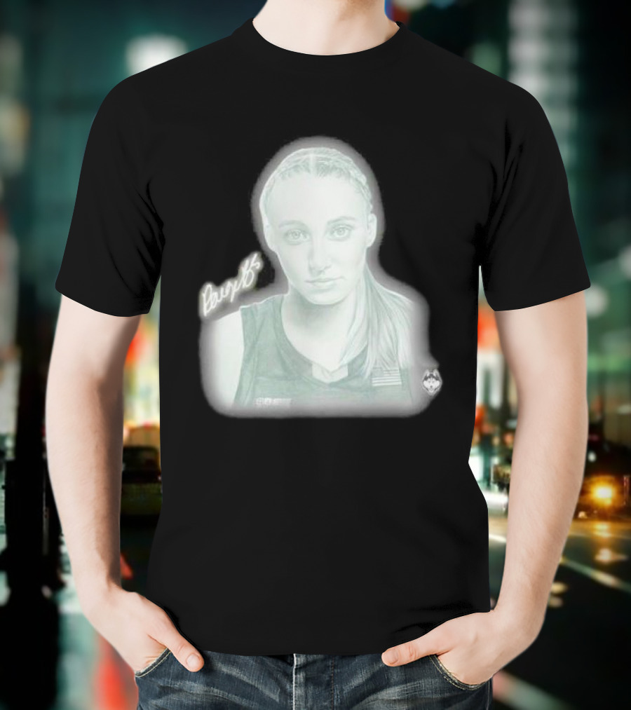 Paige Bueckers UConn Huskies Signature Pencil Drawing With USA Flag T-Shirt