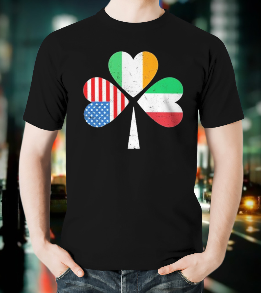 PatrickS Day Clover Ireland USA Italy Flag Trio T-Shirt