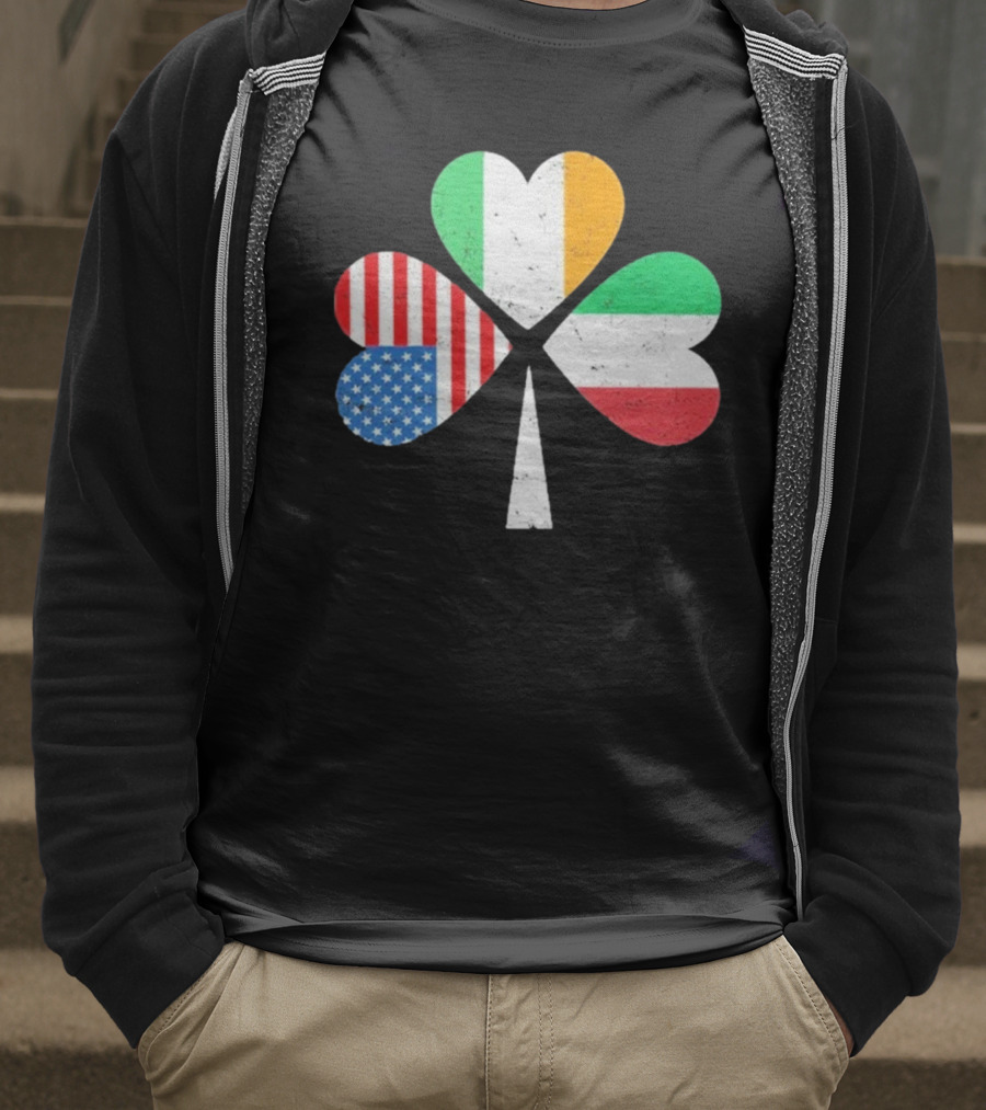 PatrickS Day Clover Ireland USA Italy Flag Trio T-Shirt