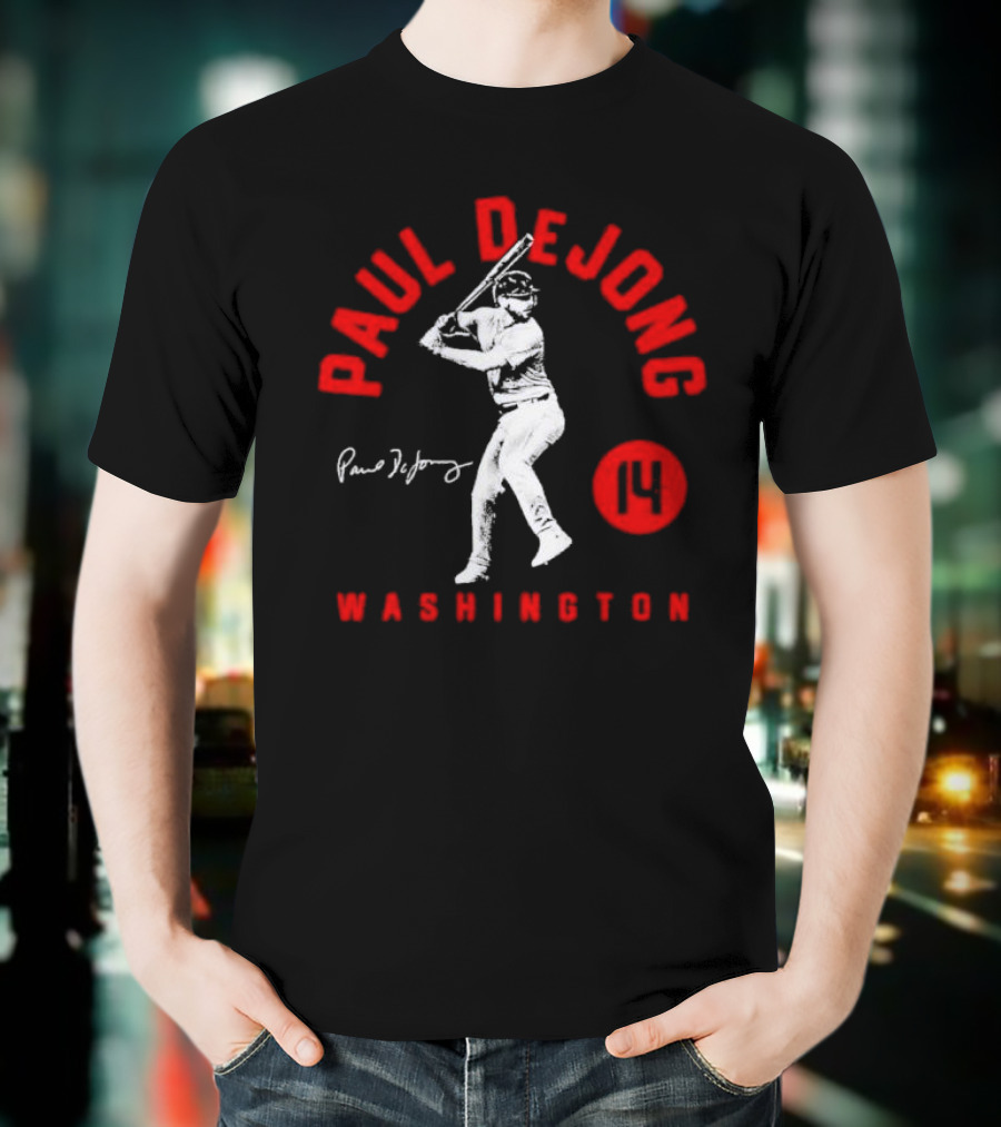 Paul DeJong Washington Nationals Signature Cartoon Number 14 T-Shirt