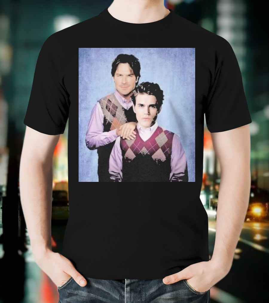 Paul Wesley Ian Somerhalder Argyle Sweater Parody T-Shirt