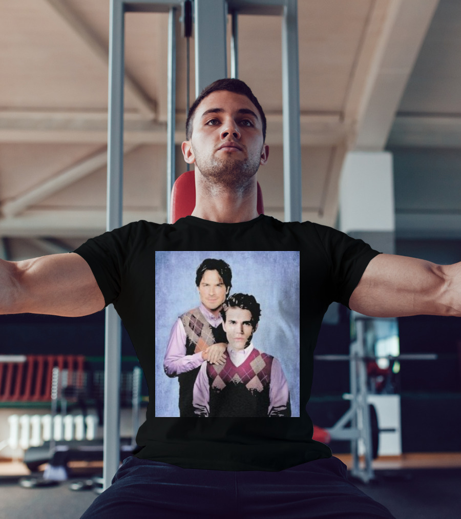 Paul Wesley Ian Somerhalder Argyle Sweater Parody T-Shirt
