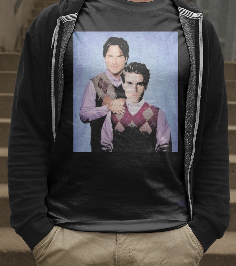 Paul Wesley Ian Somerhalder Argyle Sweater Parody T-Shirt