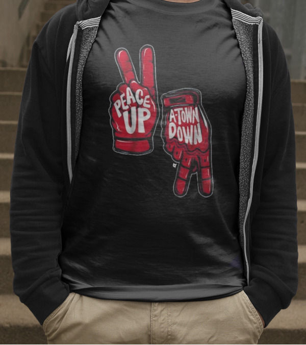Peace Up A-Town Down Red Gloves Graphic T-Shirt