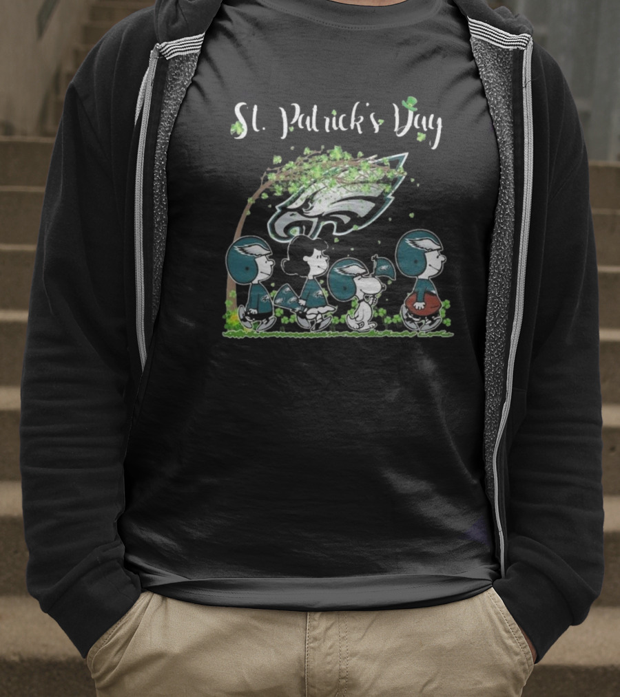 St Patrick's Day Peanuts Philadelphia Eagles Football Celebration T-Shirt