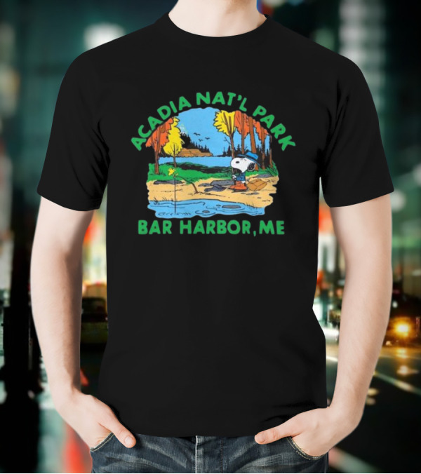 Peanuts Snoopy Acadia Nat'l Park Bar Harbor ME T-Shirt