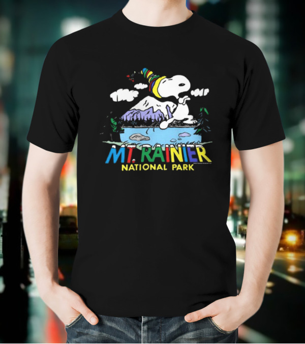 Peanuts Snoopy Mt. Rainier National Park Colorful Adventure T-Shirt