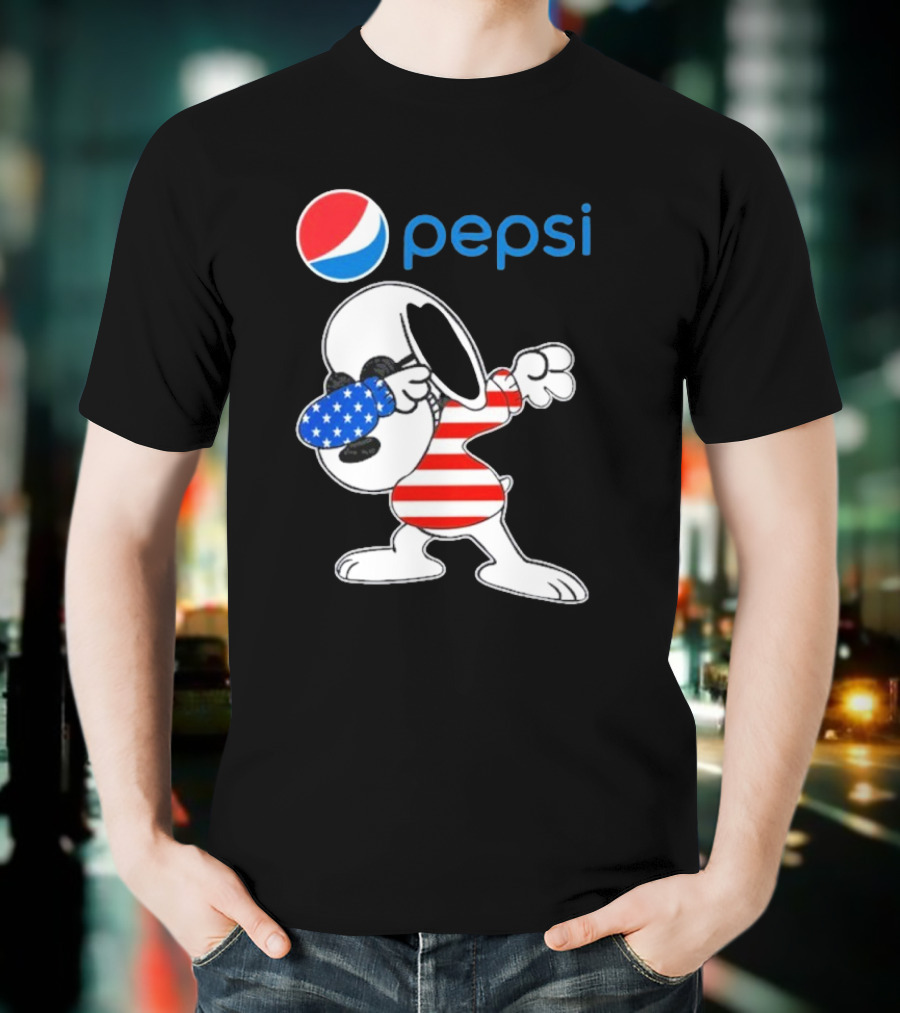 Pepsi Snoopy Dabbing American Flag USA T-Shirt