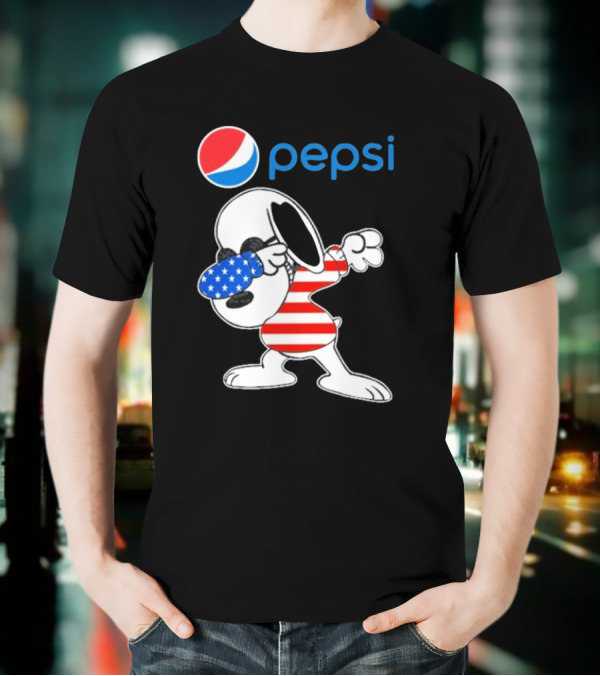 Pepsi Snoopy Dabbing American Flag USA T-Shirt