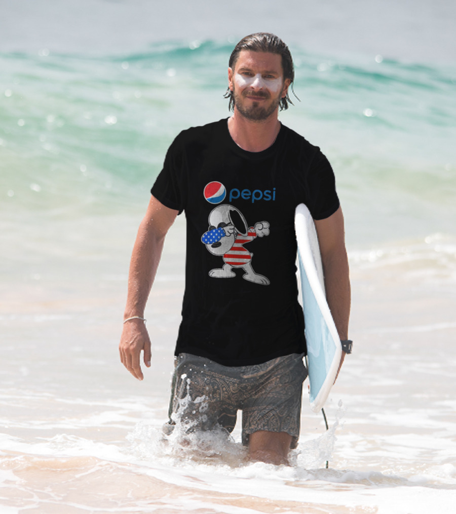 Pepsi Snoopy Dabbing American Flag USA T-Shirt