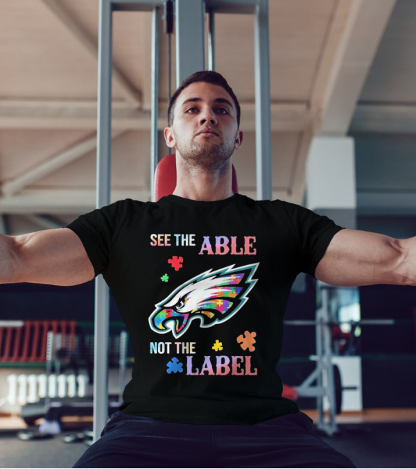 Philadelphia Eagles Autism See The Able Not The Label Puzzle Logo T-Shirt