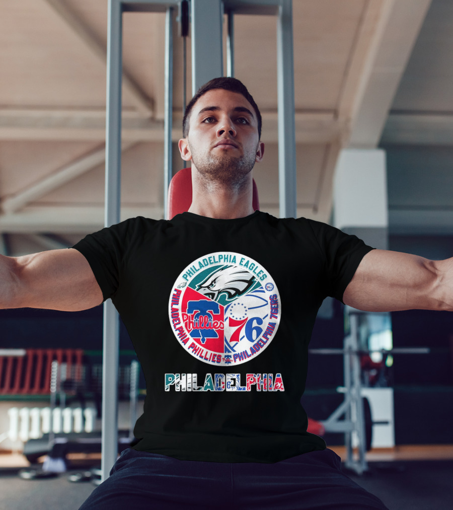 Philadelphia Eagles Phillies 76ers Circular Emblem T-Shirt