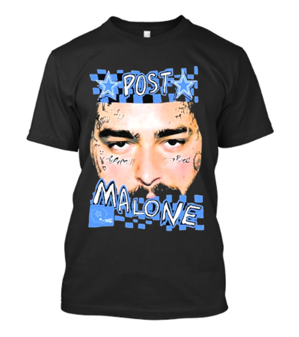 Post Malone Cowboys Star Tattoo Checkered Face T-Shirt