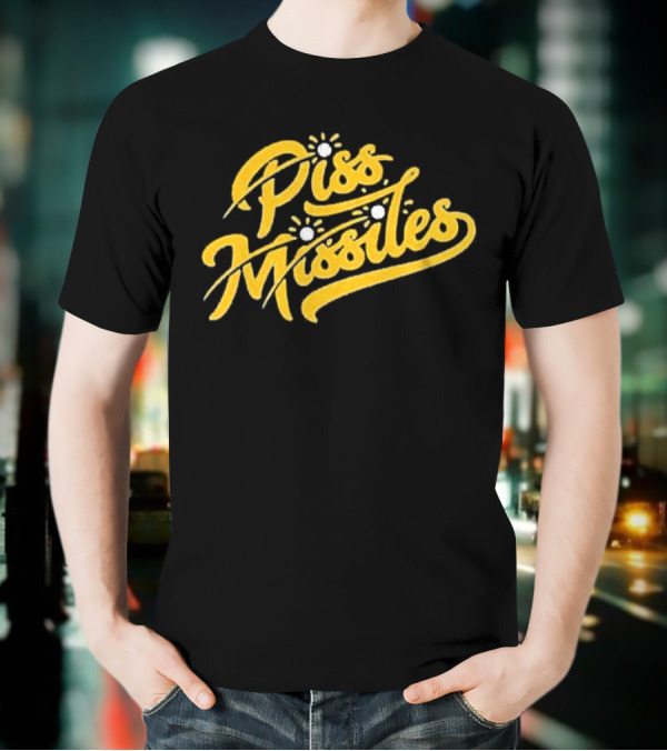 Piss Missiles Baseball Text Style With Splash Effects T-Shirt