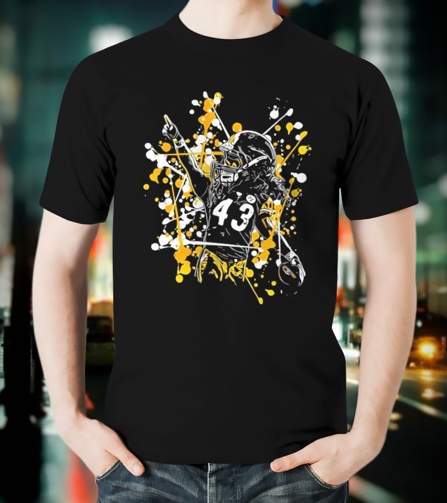 Pittsburgh Steelers Number 43 Splash Celebratory Pose T-Shirt