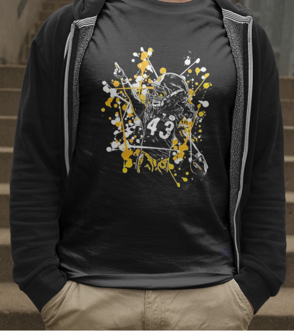 Pittsburgh Steelers Number 43 Splash Celebratory Pose T-Shirt