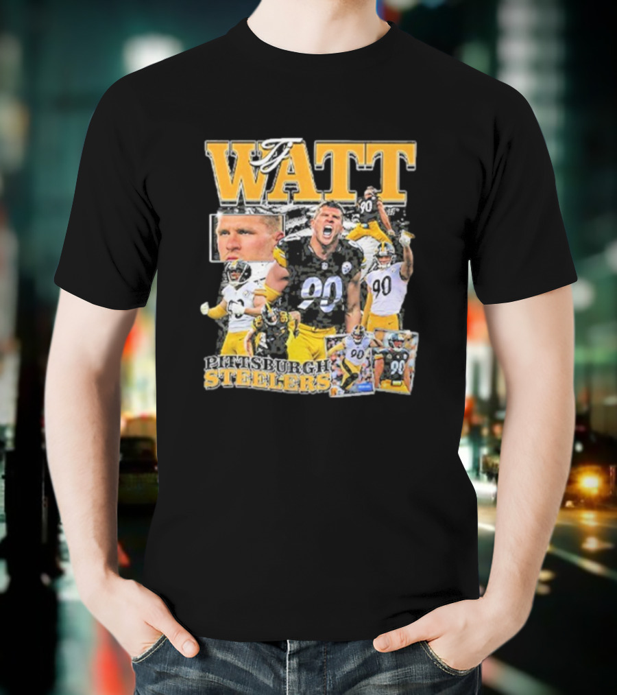 Pittsburgh Steelers TJ Watt 90 Collage T-Shirt