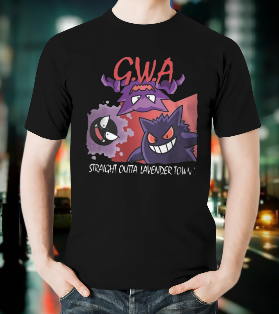 G.W.A Straight Outta Lavender Town Gengar Haunter Gastly T-Shirt