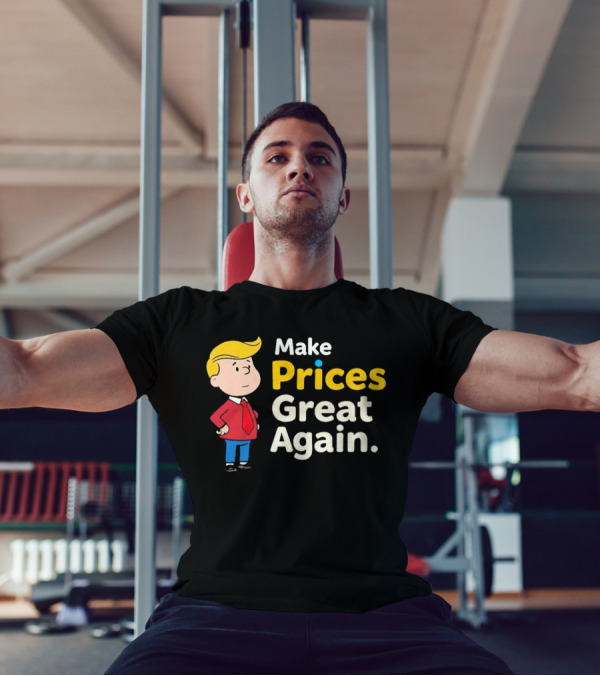 Make Prices Great Again Cartoon Character Red Tie Blue Pants T-Shirt