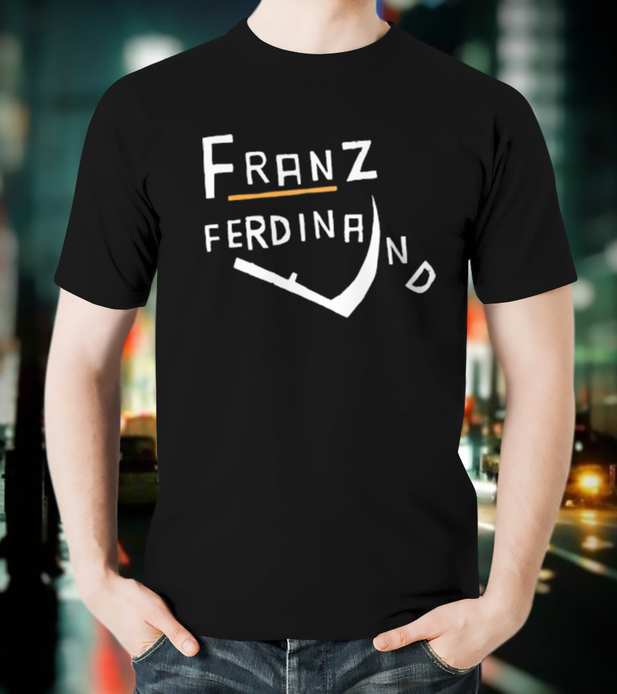 Franz Ferdinand Curved Text Design With Orange Line T-Shirt