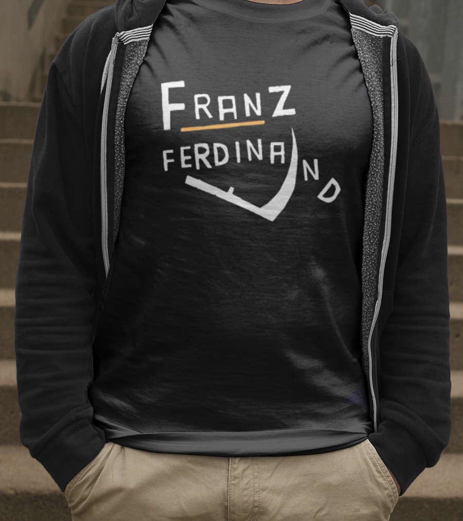 Franz Ferdinand Curved Text Design With Orange Line T-Shirt