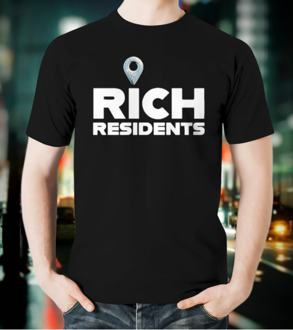 Rich Residents Oversized Diamond Map Pin T-Shirt
