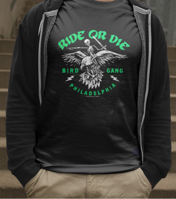 Ride Or Die Bird Gang Philadelphia Skeleton Eagle T-Shirt