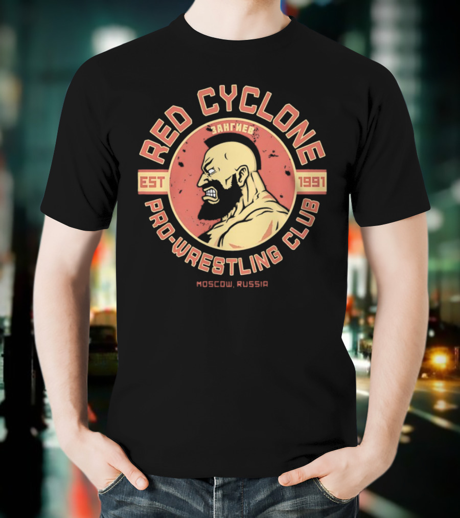 Red Cyclone Zangief Pro Wrestling Club Est 1991 Moscow Russia T-Shirt