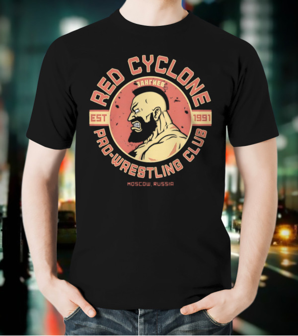 Red Cyclone Zangief Pro Wrestling Club Est 1991 Moscow Russia T-Shirt