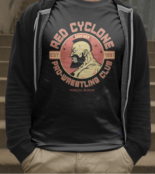 Red Cyclone Zangief Pro Wrestling Club Est 1991 Moscow Russia T-Shirt