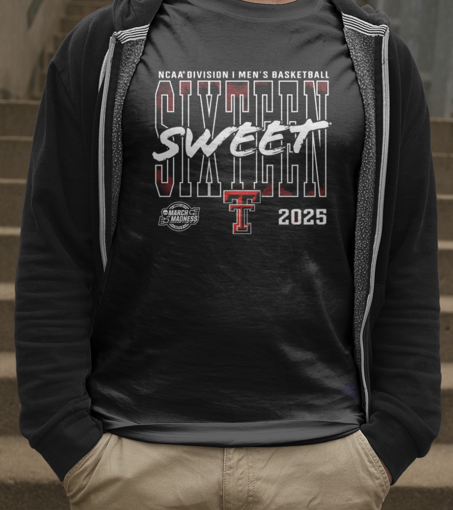 NCAA Division I Men's Basketball Sweet Sixteen 2025 Texas Tech Red Raiders March Madness T-Shirt