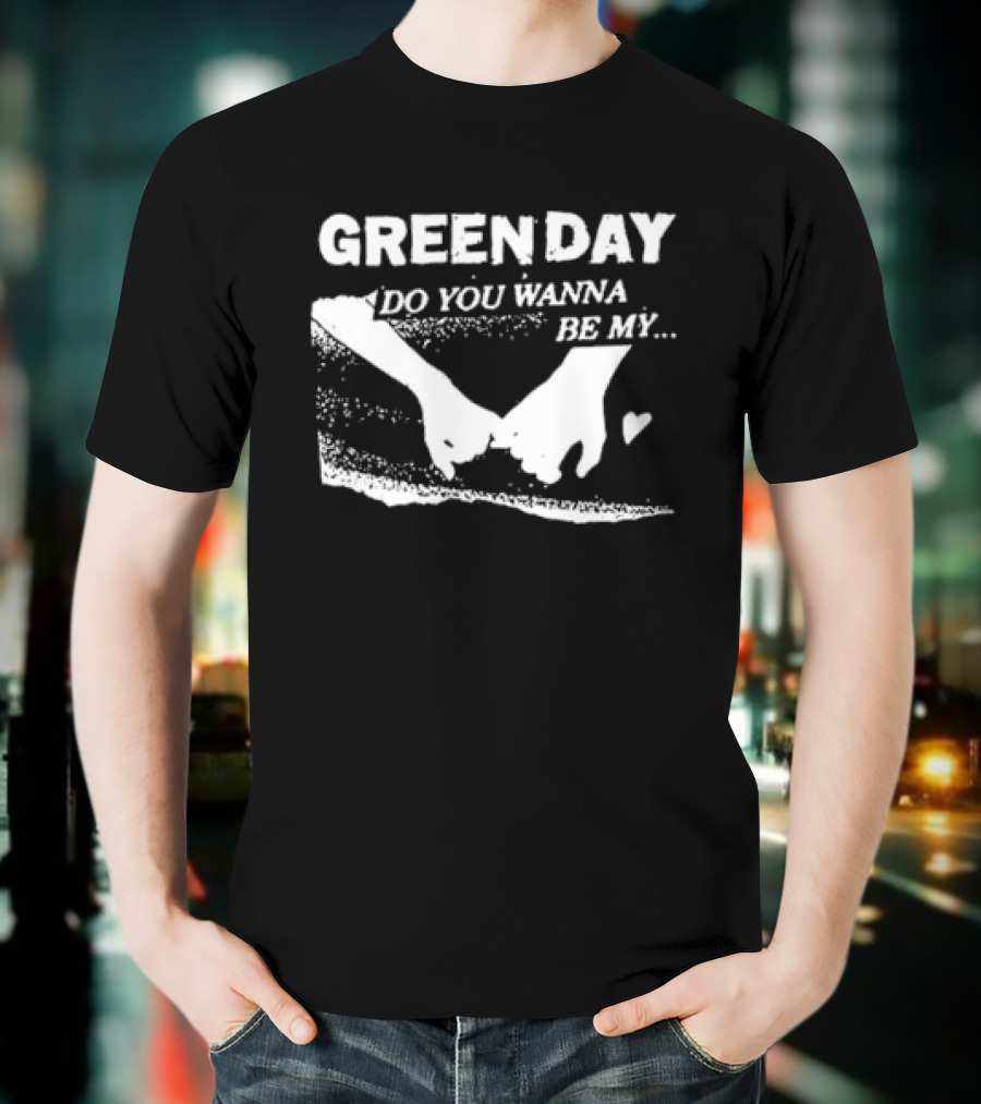 Green Day Do You Wanna Be My Valentine's Day Hand Holding Hearts T-Shirt