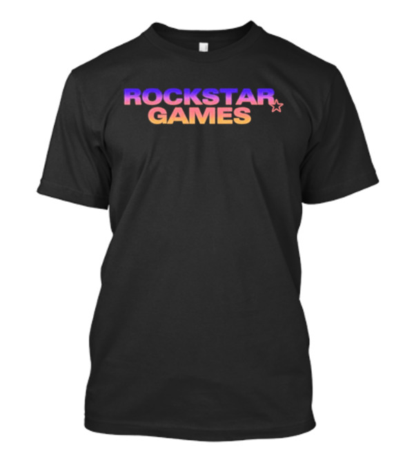 Rockstar Games Gradient Text With Star Icon T-Shirt