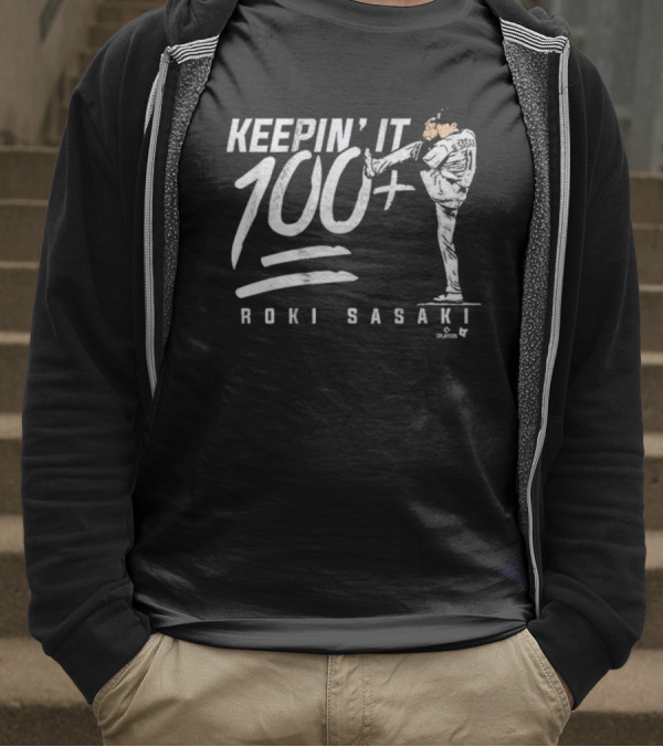 Roki Sasaki Keepin’ It 100+ Baseball Pitcher Graphic T-Shirt