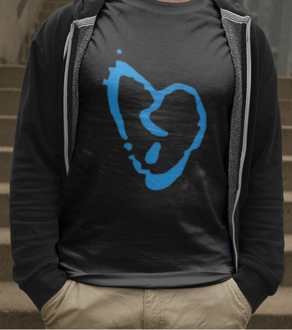 Revenge Lightning Heartbreak Blue Broken Heart Outline T-Shirt