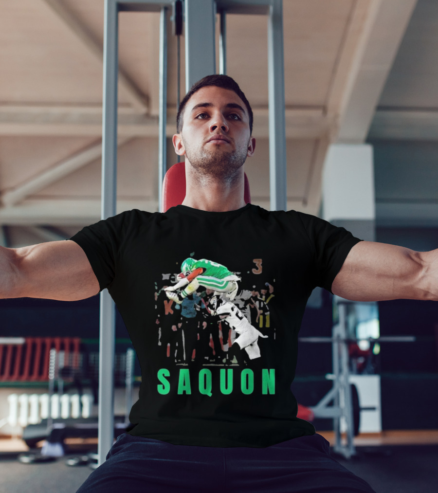 Saquon Reverse Hurdle Eagles Football Action T-Shirt
